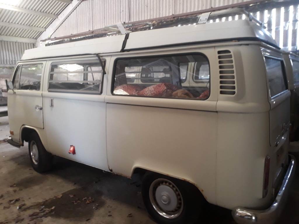 1972 Westfalia Bay Campervan before restoration, this is the side view