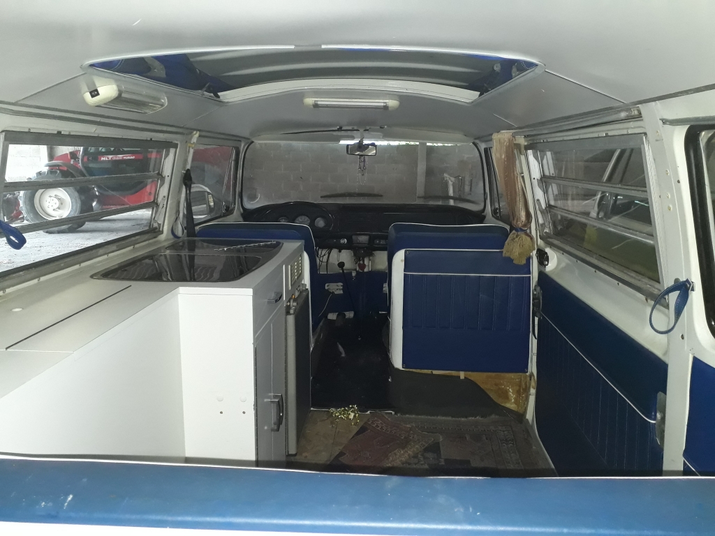 Interior of the VW Bay Window Camper before restoration